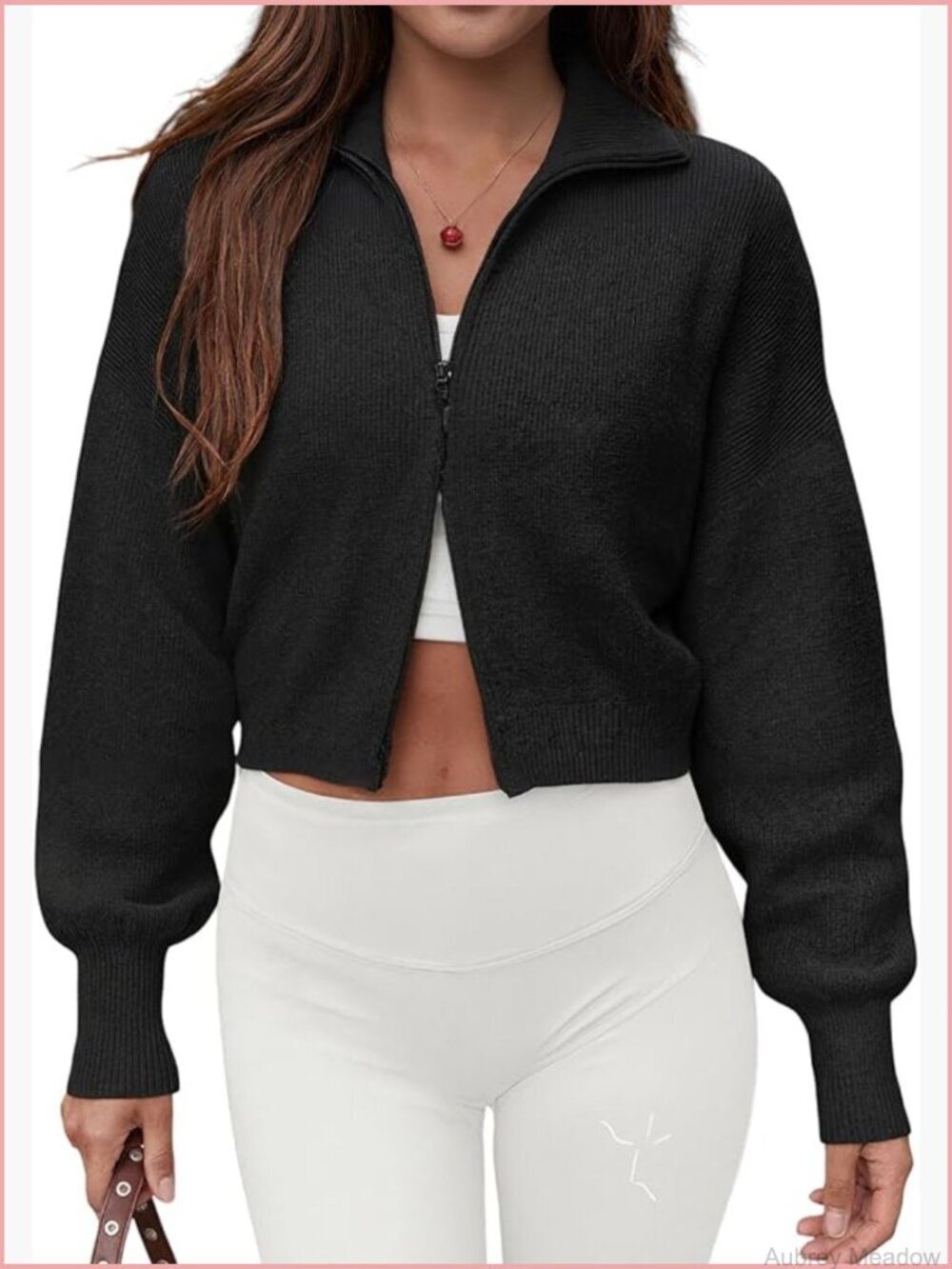 Retro Double Zipper Cropped Cardigan Jacket